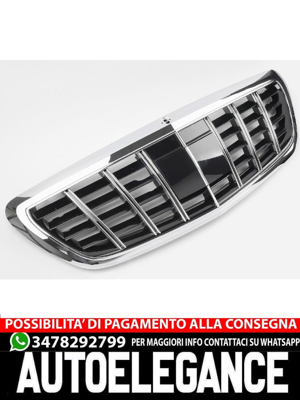 GRIGLIA RADIATORE SPORTIVA NERA CROMATA GRIGLIA PANAMERICANA PER MERCEDES S-CLAS
