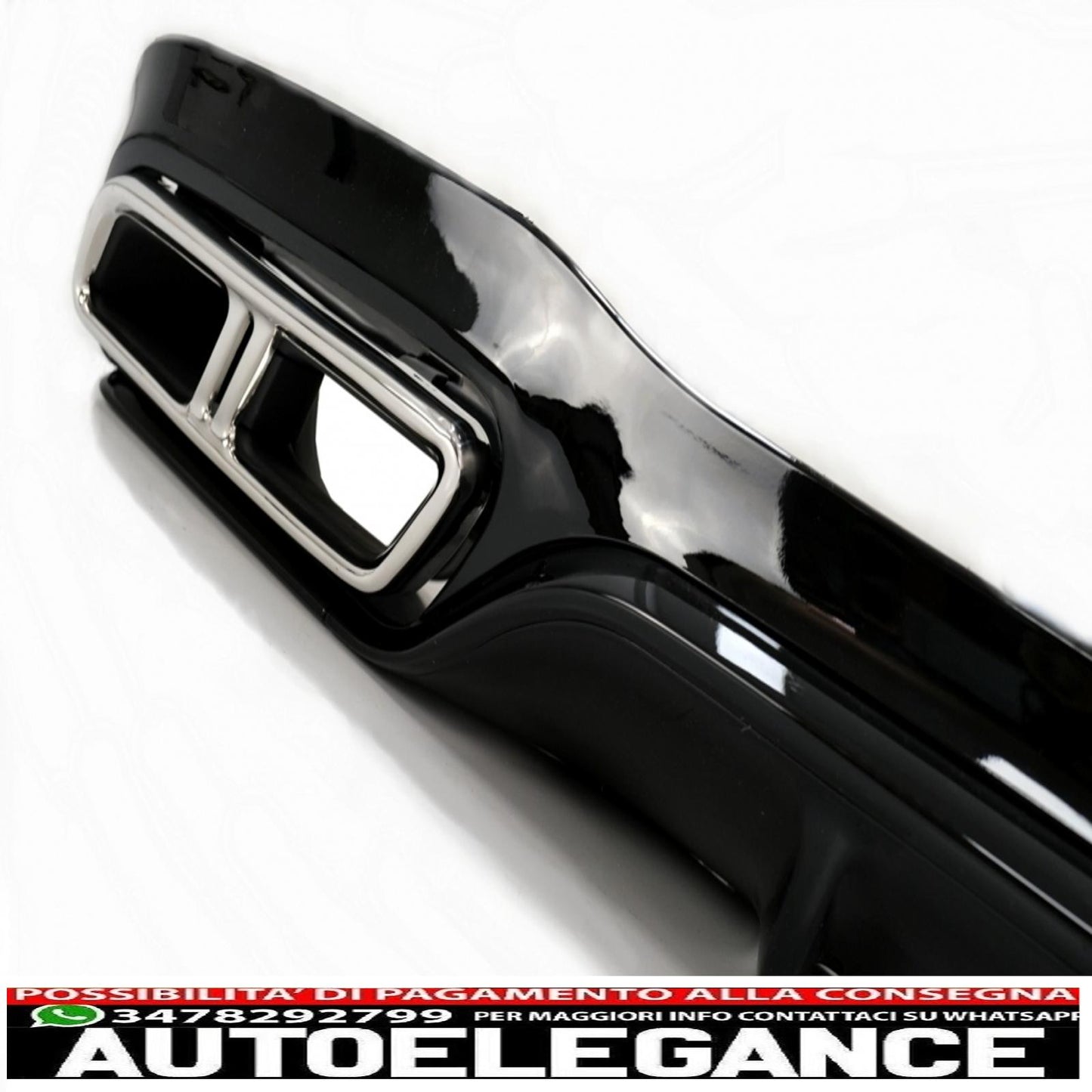diffusore d'aria paraurti posteriore nero con terminali di scarico cromati adatto per mercedes classe e w213 sport line (2016-2019) design e63s