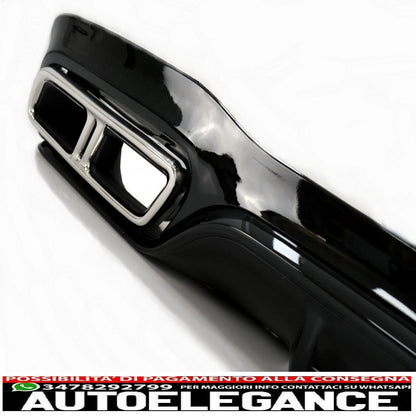 diffusore d'aria paraurti posteriore nero con terminali di scarico cromati adatto per mercedes classe e w213 sport line (2016-2019) design e63s