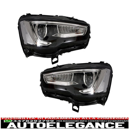 led drl headlights suitable for mitsubishi lancer evo x (2007-2017) double sequential projector with red/clear led rear lights