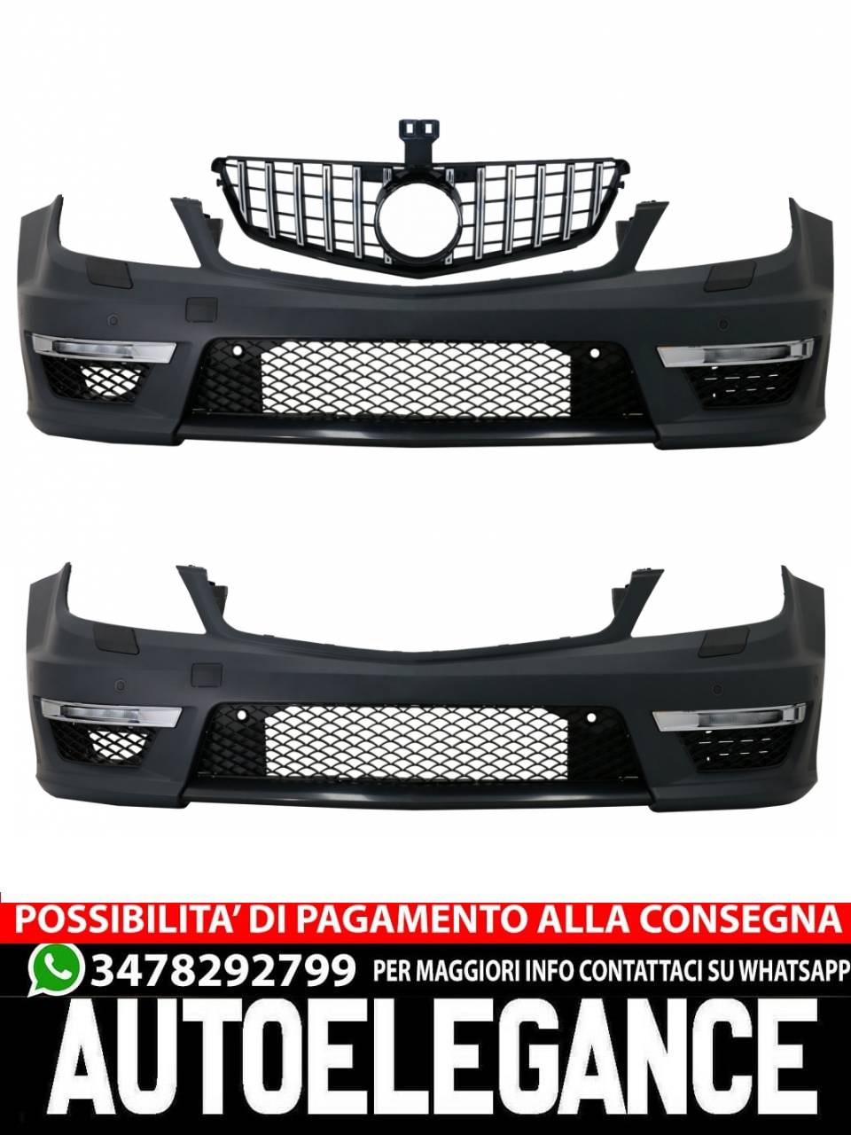 Paraurti anteriore adatto per Mercedes Classe C W204 (dal 2012) C63 Facelift