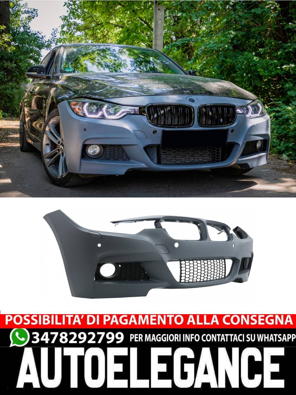 Front bumper suitable for BMW 3 Series F30 F31 (2011-2019) M-Technik Design 