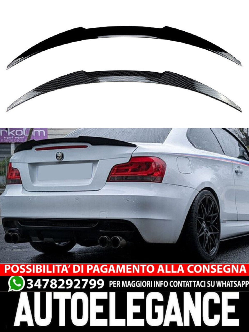 Per BMW E82 Coupé LCI (facelift) nero lucido spoiler labbro spoiler