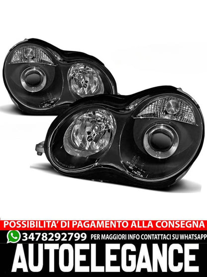 BLACK HEADLIGHTS for MERCEDES W203 C-Class 07.00-03.04 