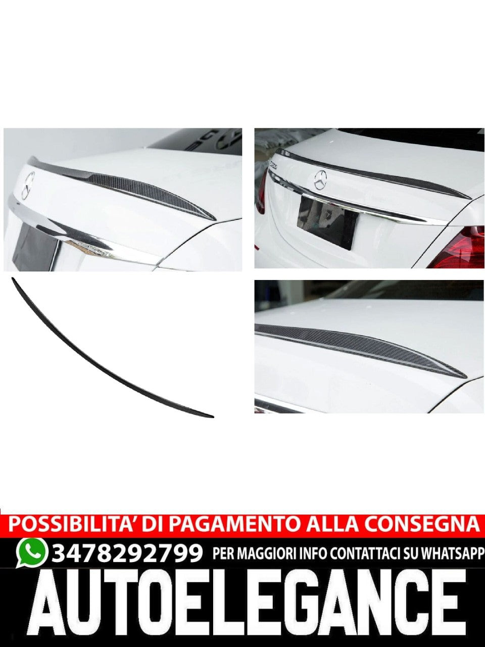 SPOILER POSTERIORE LIP CARBON OPTIK adatto per Mercedes W213 Classe E