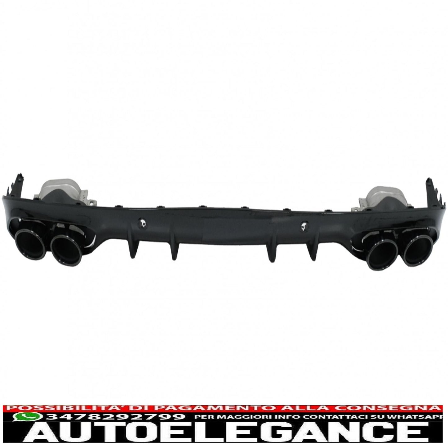 Diffusore mantovana per paraurti posteriore doppia uscita con terminali di scarico adatto per mercedes classe c c205 a205 coupe cabriolet (2014-2019) c43 design night package