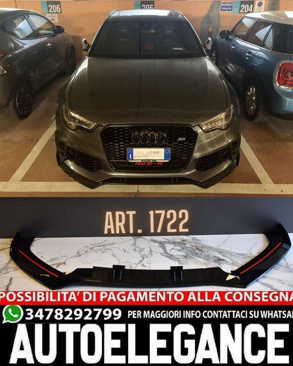 SPLITTER ADATTO PER AUDI A6 4G C7 2015-2018 RS6 (AFTER) LOOK NERO LUCIDO