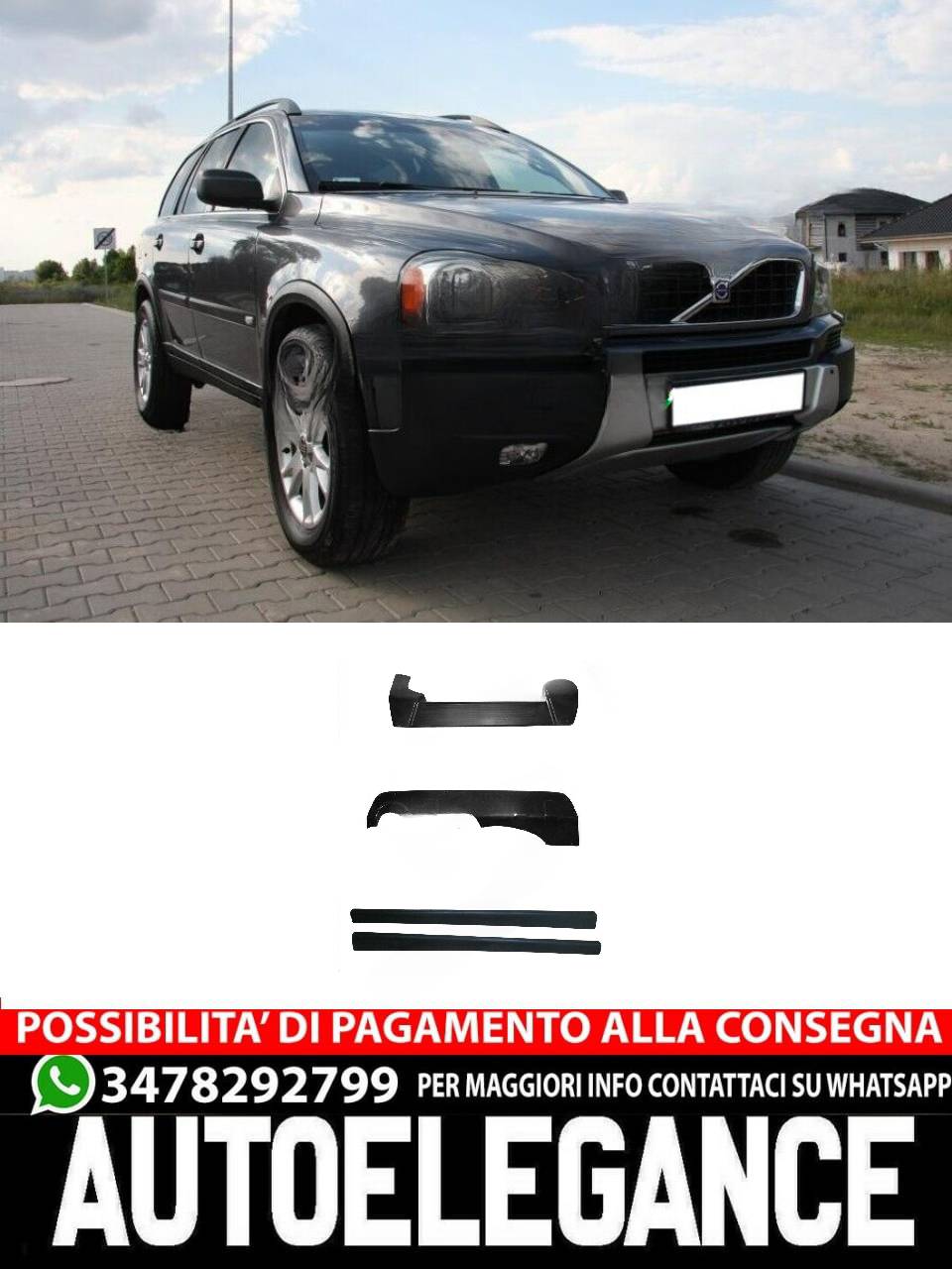 Spoiler Anteriore + Diffusore Posteriore + Minigonne Laterale per VOLVO XC90 200