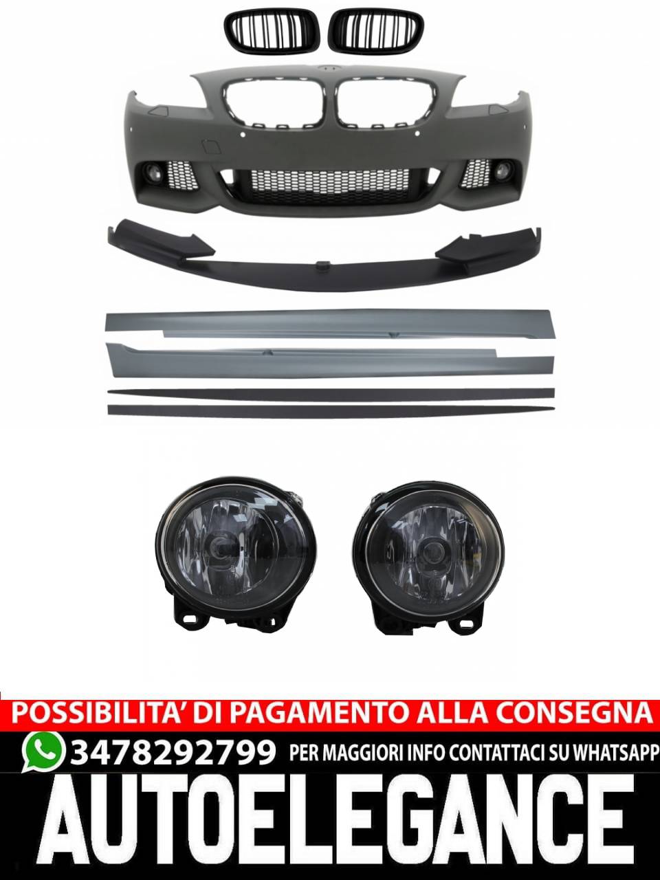 Paraurti anteriore con griglie centrali adatto per BMW Serie 5 F10 F11 Non LCI