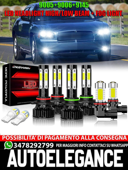 FOR Dodge Charger 2006-2009 Combo LED Headlight Bulbs Hi Lo Fog Light Kit 6000K 