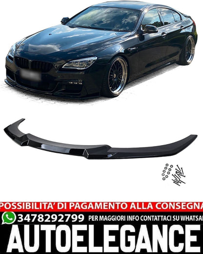 SPLITTER ANTERIORE ADATTO PER BMW SERIE 6 F12 F13 F06 LOOK NERO LUCIDO