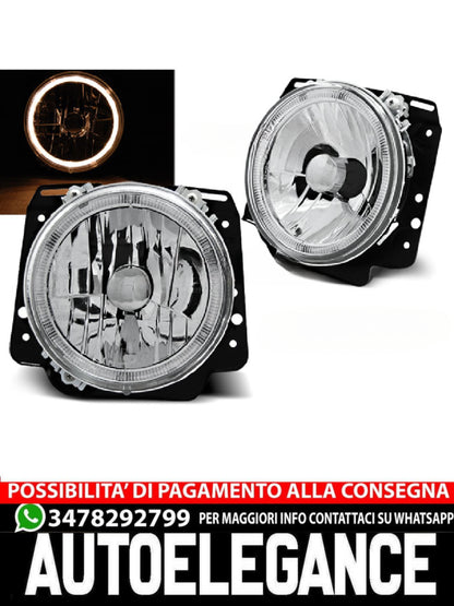 FARI ANTERIORI ANGEL EYES CROMATI adatti compatibili perVW GOLF II 2 08.83-08.91
