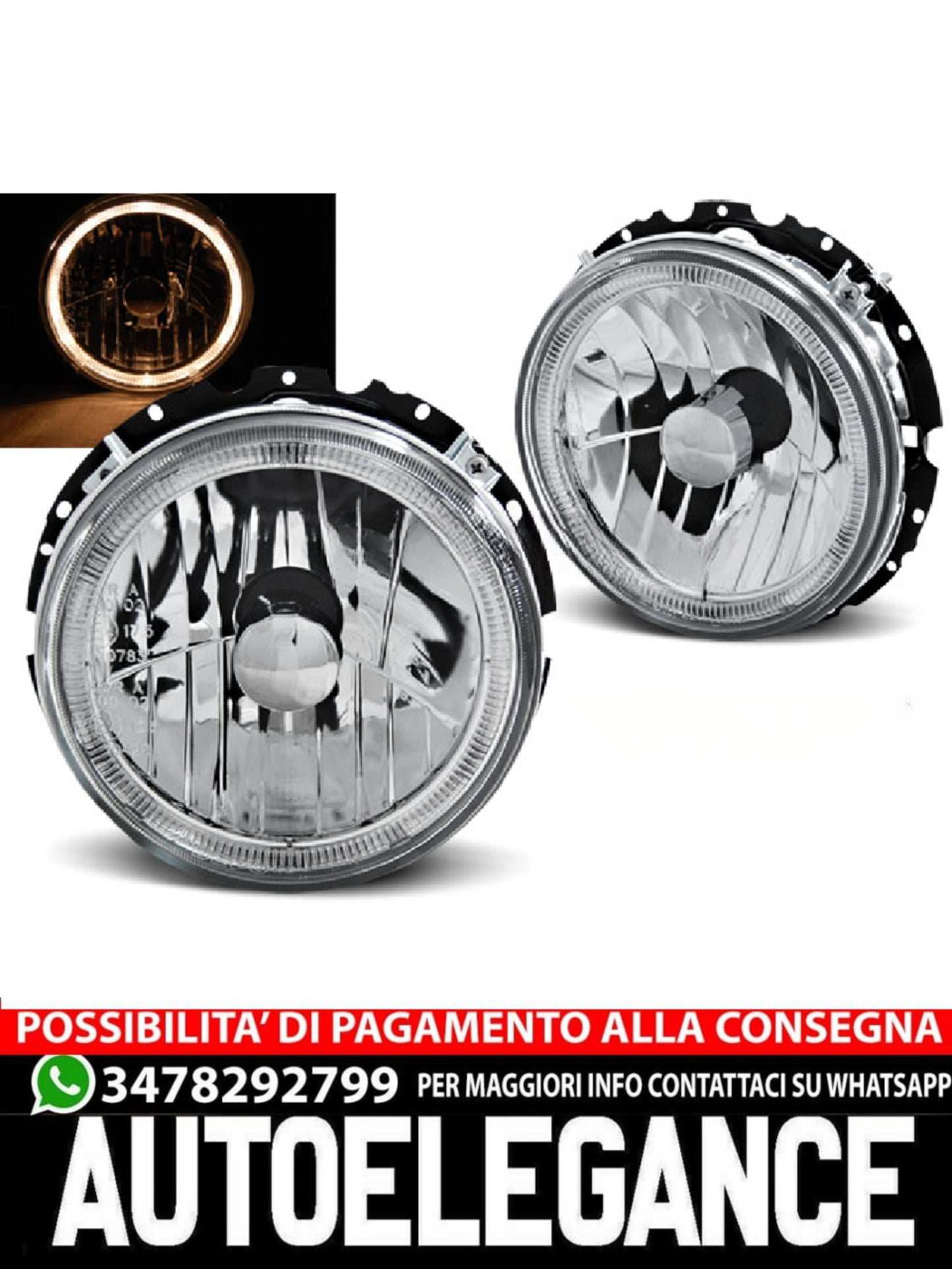 CHROME ANGEL EYES HEADLIGHTS SUITABLE FOR VW GOLF 1 05.74-07.83 