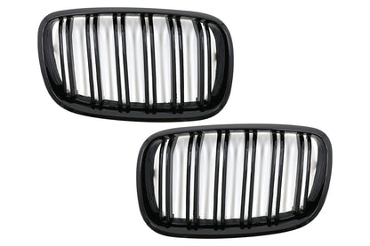 Front Grilles for BMW X5 X6 E70 E71 07-14 Double Stripe M Look Gloss Black