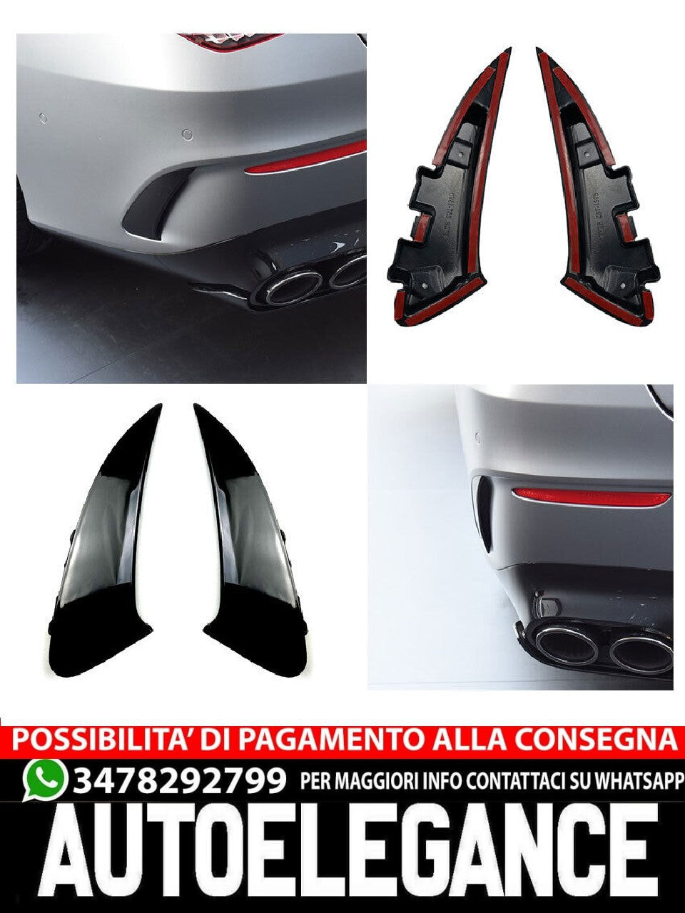 ADATTO PER MERCEDES C118 CLA AMG OTTICA FLICS AERO FLAPS NERO