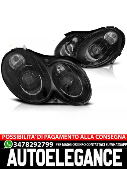 BLACK HEADLIGHTS SUITABLE COMPATIBLE for MERCEDES CLK W209 03-10 