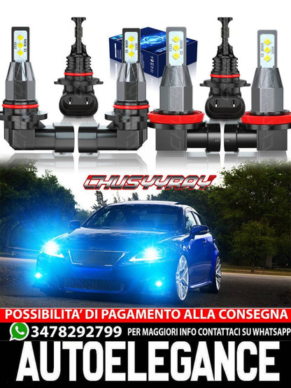 For Lexus IS250 IS350 2006 - 2010 6pc 8000K LED Headlights + Fog Light Bulbs KIT 