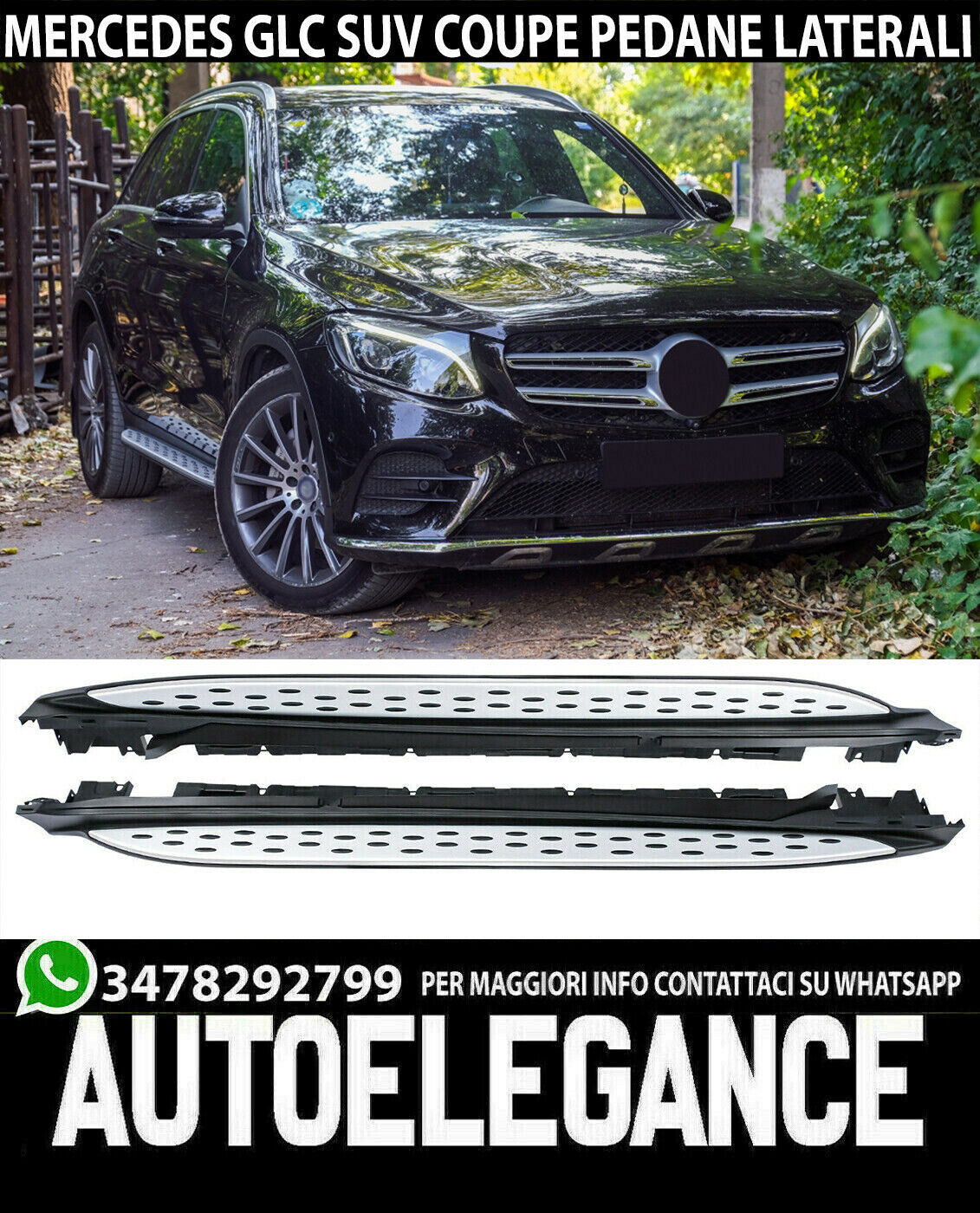 MERCEDES GLC X253 2015+ PEDANE LATERALI SOTTOPORTA IN ALLUMINIO IT