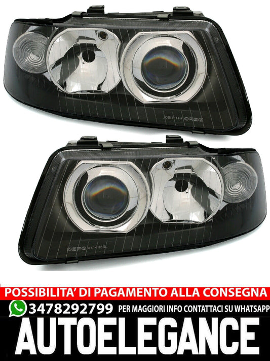 Set of headlights restyling for AUDI A3 8L in black left + right H1 H7 halogen 