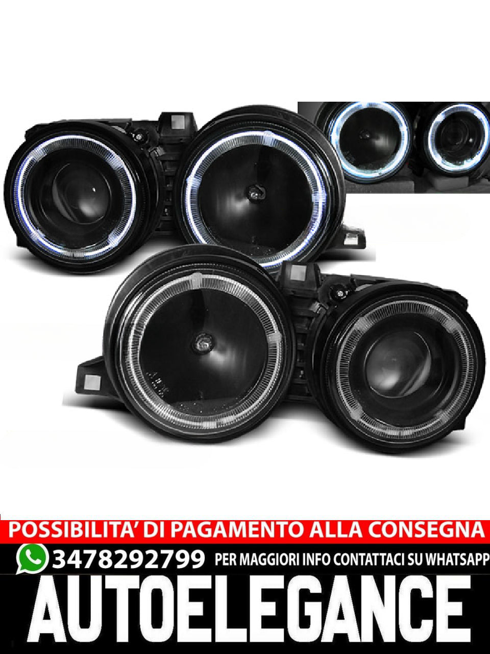 BLACK ANGEL EYES HEADLIGHTS SUITABLE FOR BMW E30 11.82-06.94 
