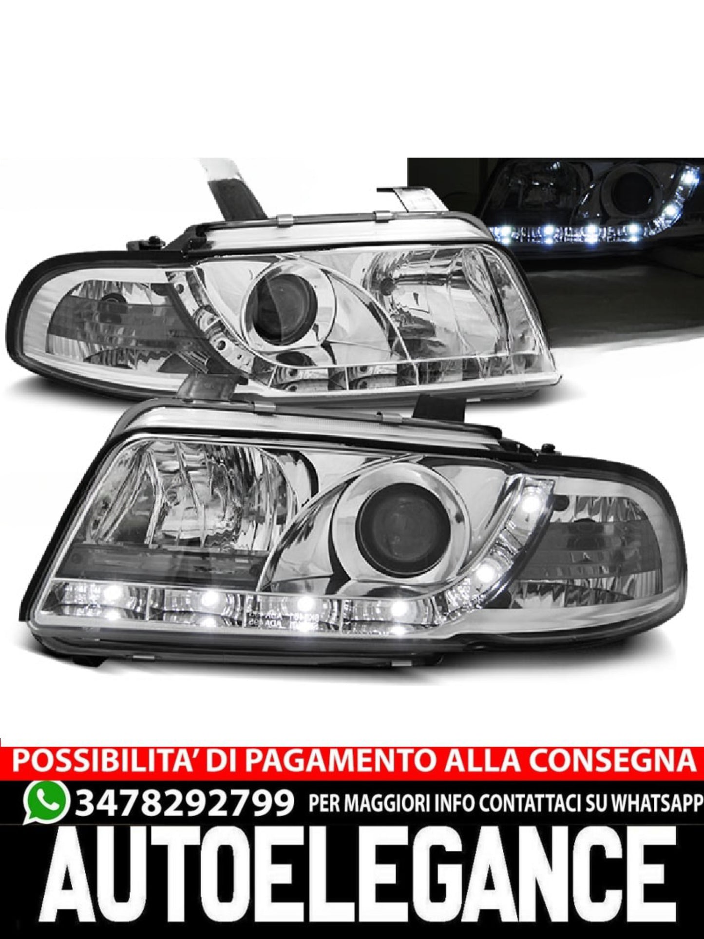 FARI DAYLIGHT CHROME ADATTI COMPATIBILI PER AUDI A4 11.94-12.98