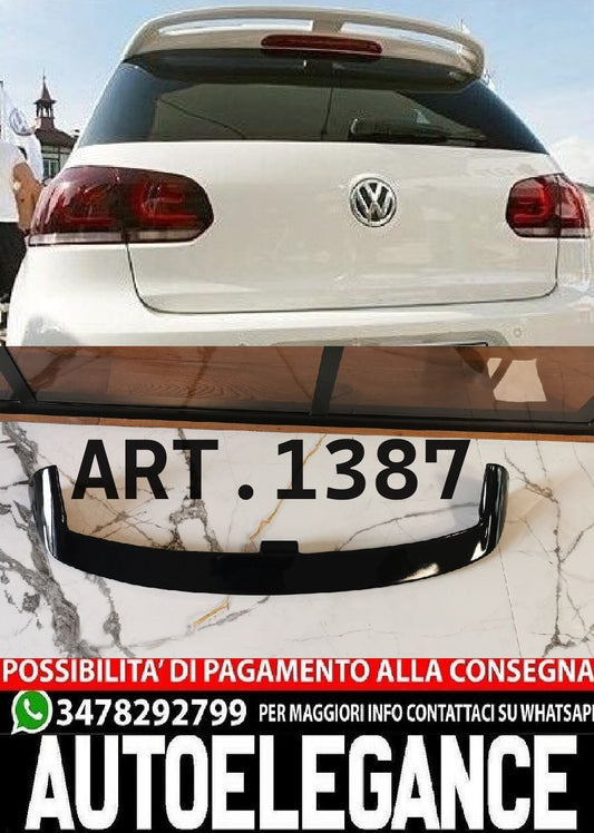 SPOILER TETTO ADATTO PER VW GOLF 6 2008-2016 NERO LUCIDO LOOK SPORTIVO