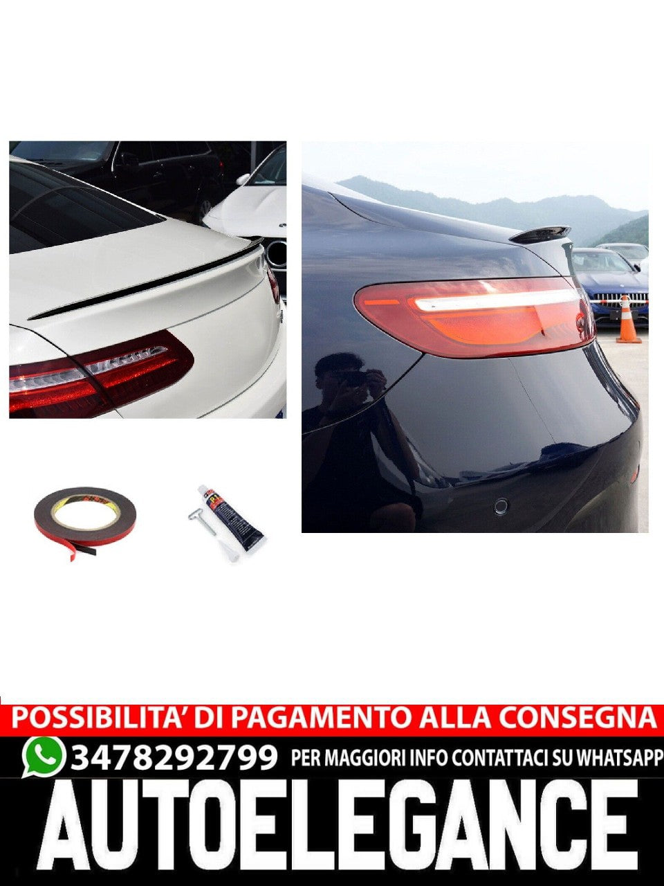 For Mercedes C238 E-Class REAR SPOILER LIP GLOSS BLACK 