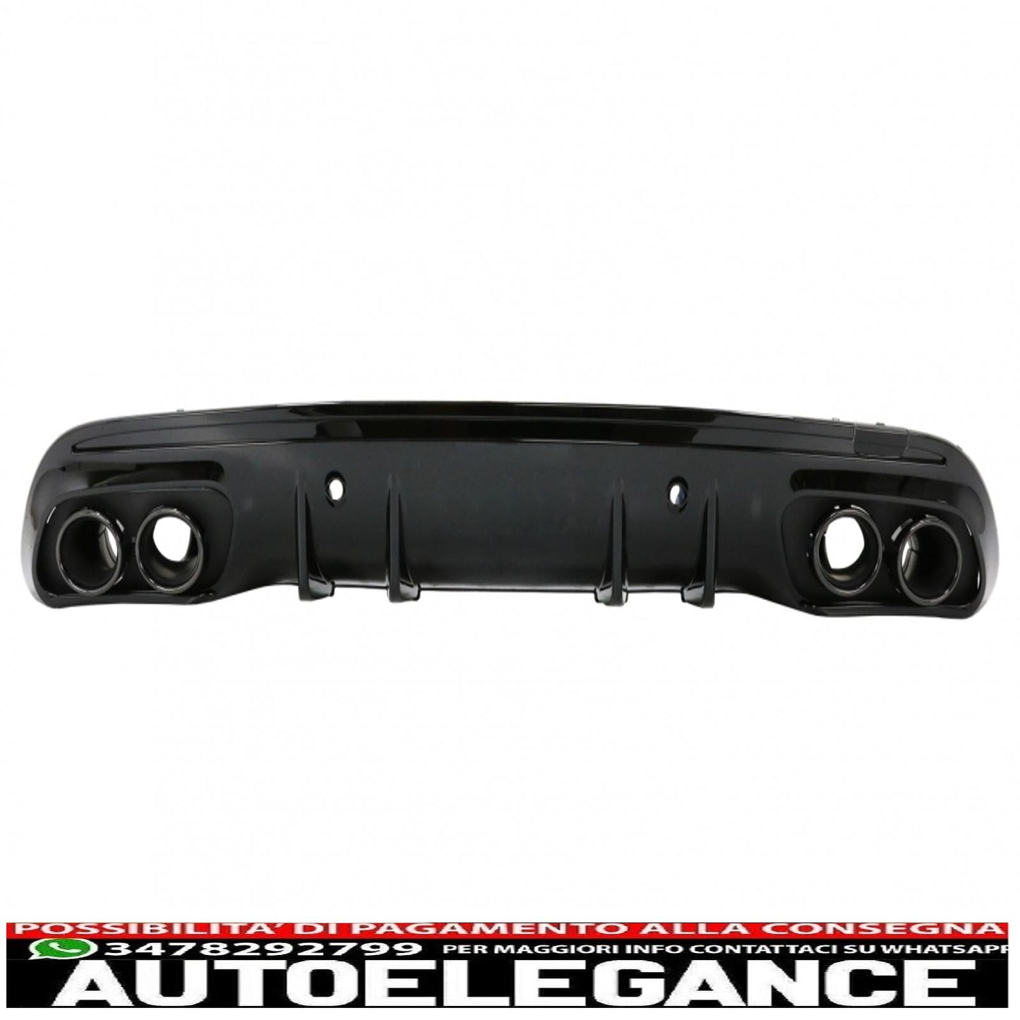 diffusore paraurti posteriore con terminali di scarico adatti per mercedes classe c w205 (2014-2020) e spoiler bagagliaio nero pianoforte