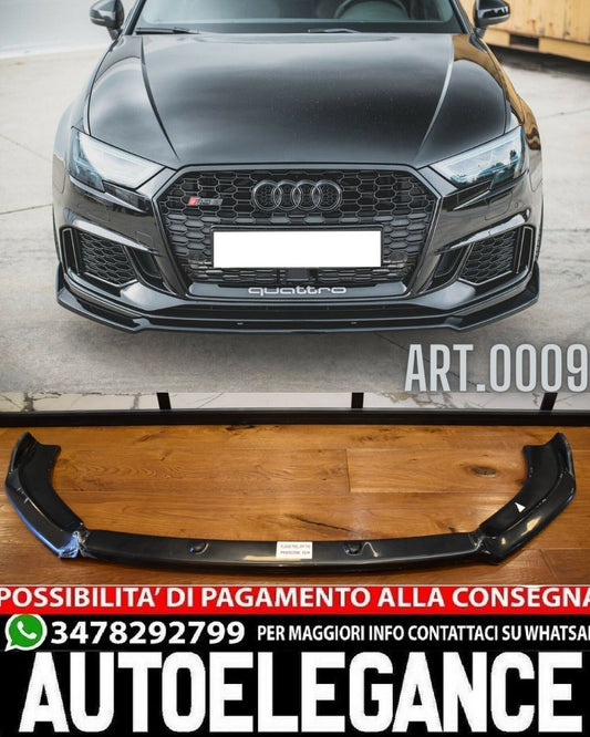 UNDER BUMPER SPLITTER SUITABLE FOR AUDI A3 8V 2017+ RS3 ABS LOOK GLOSSY BLACK 
