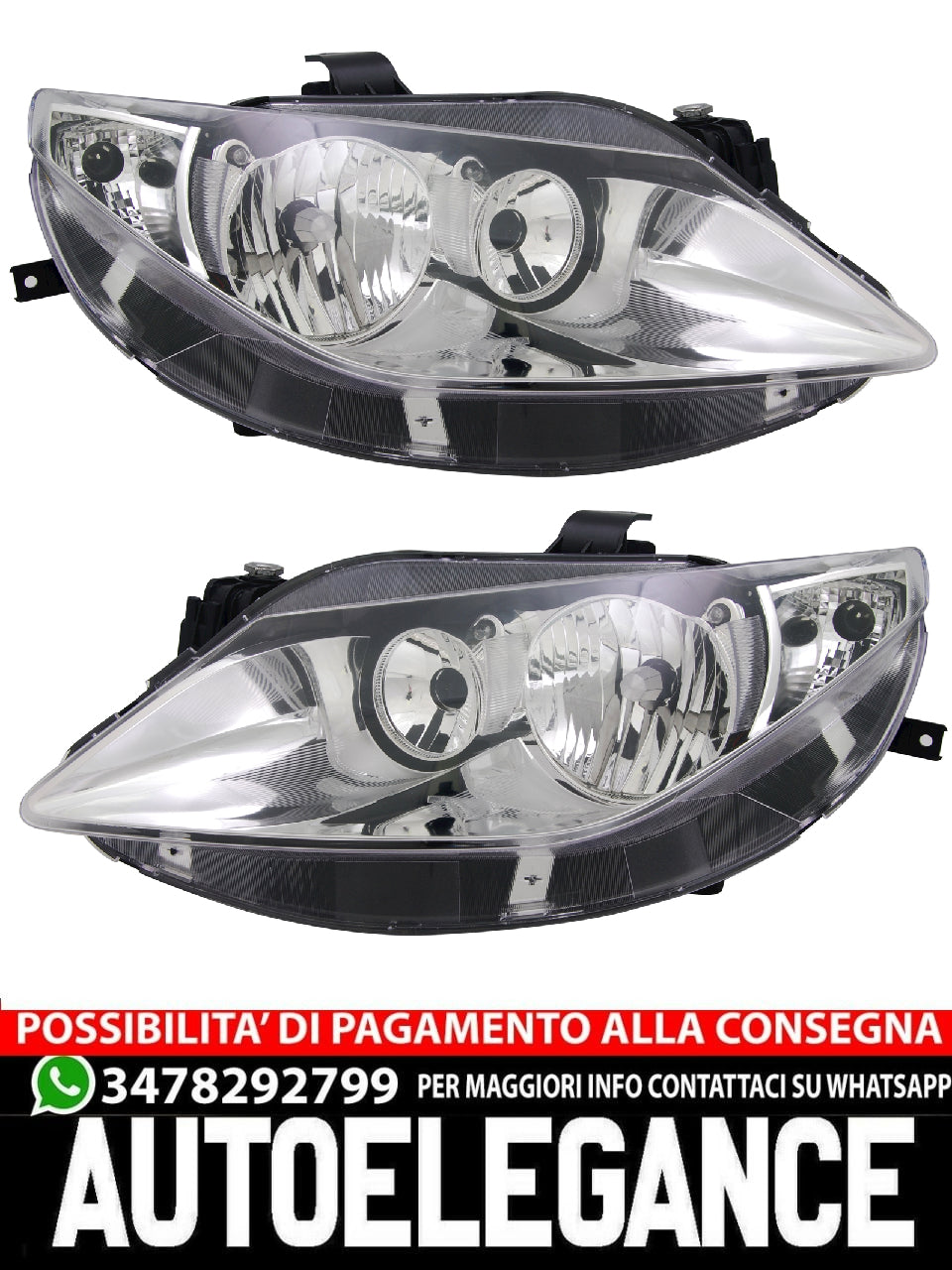 Set fari anteriori per Seat Ibiza 4 6J 2008-2012 H7/H7 Alogena LWR sinistra destra
