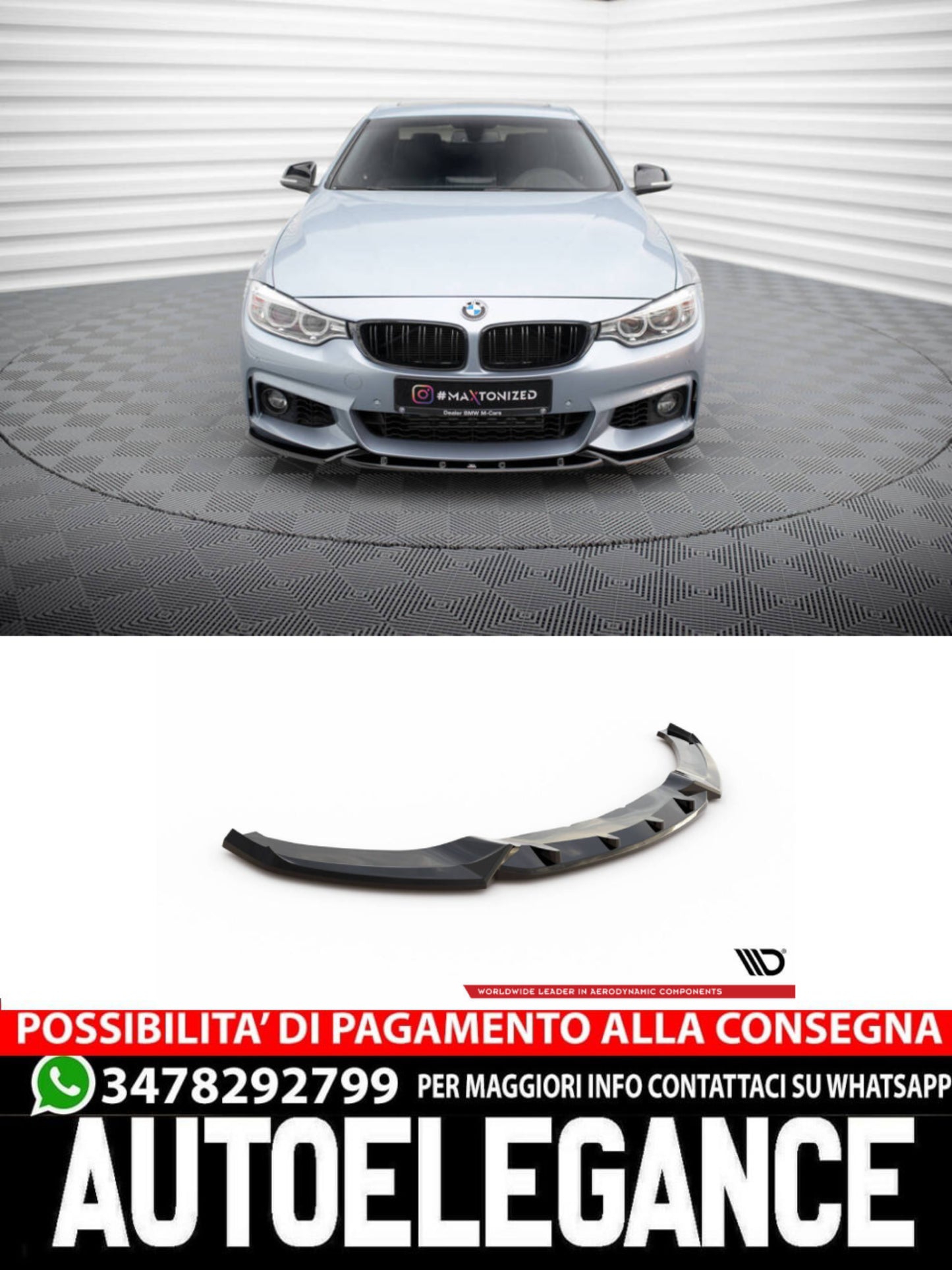 SPLITTER ANTERIORE ADATTO PER V.3 BMW 4 COUPE M-PACK F32  2013-2020