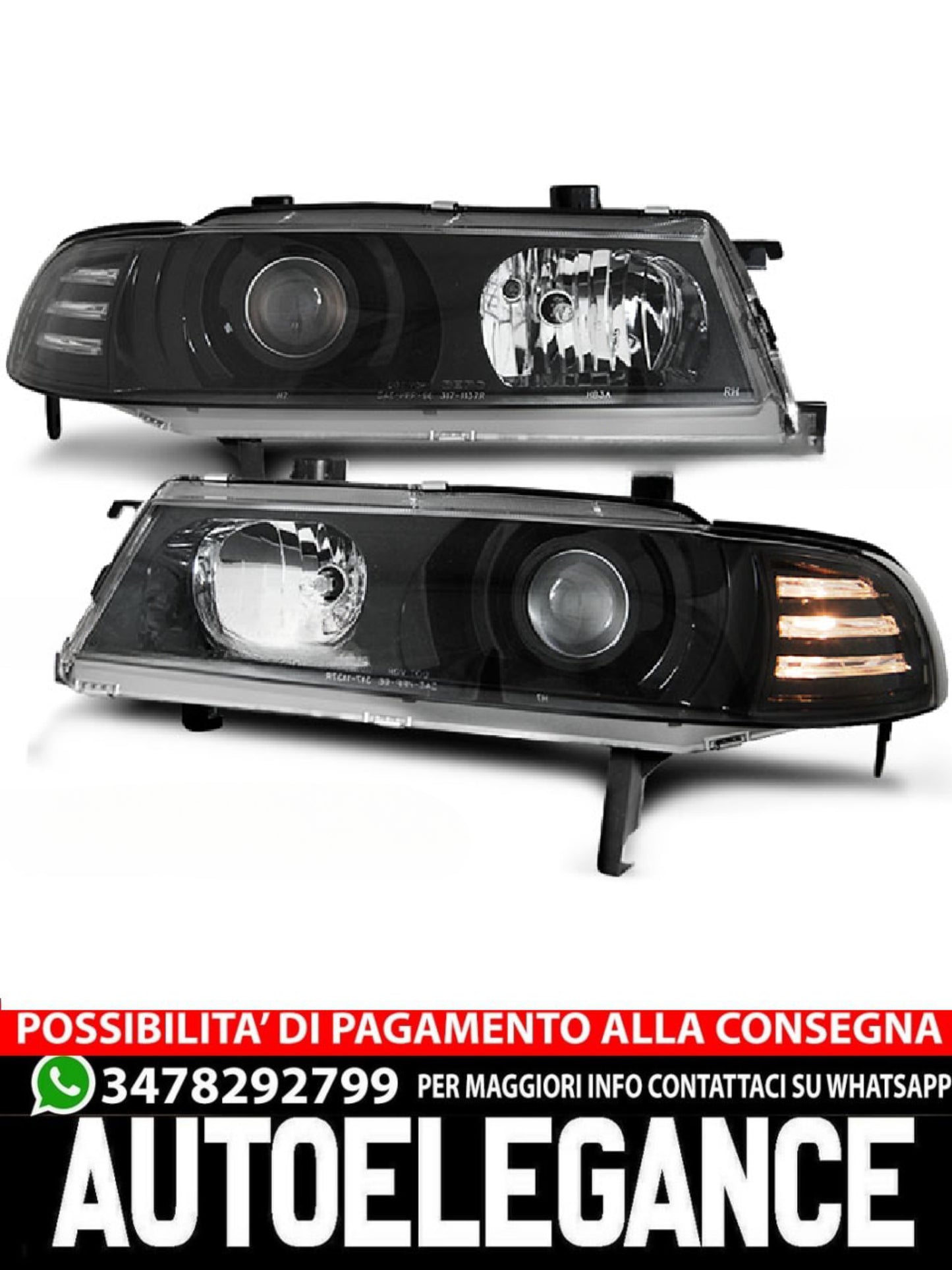 ANGEL EYES HEADLIGHTS BLACK SUITABLE COMPATIBLE FOR HONDA PRELUDE 02.92-01.97 