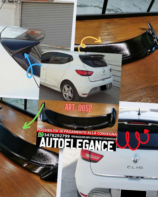 SPOILER SUITABLE FOR RENAULT CLIO 4 IV 2012-2019 SPORT LOOK GLOSSY BLACK 