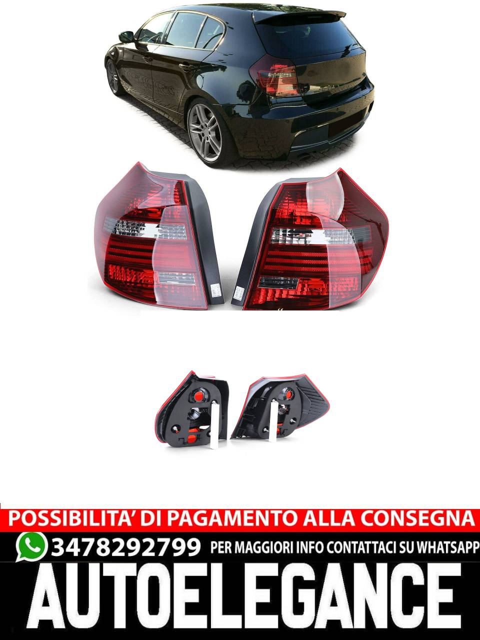 Coppia fanali posteriori fumé neri TYC adatti per BMW E81 E87 07-12 AUTOELEGANCERICAMBI