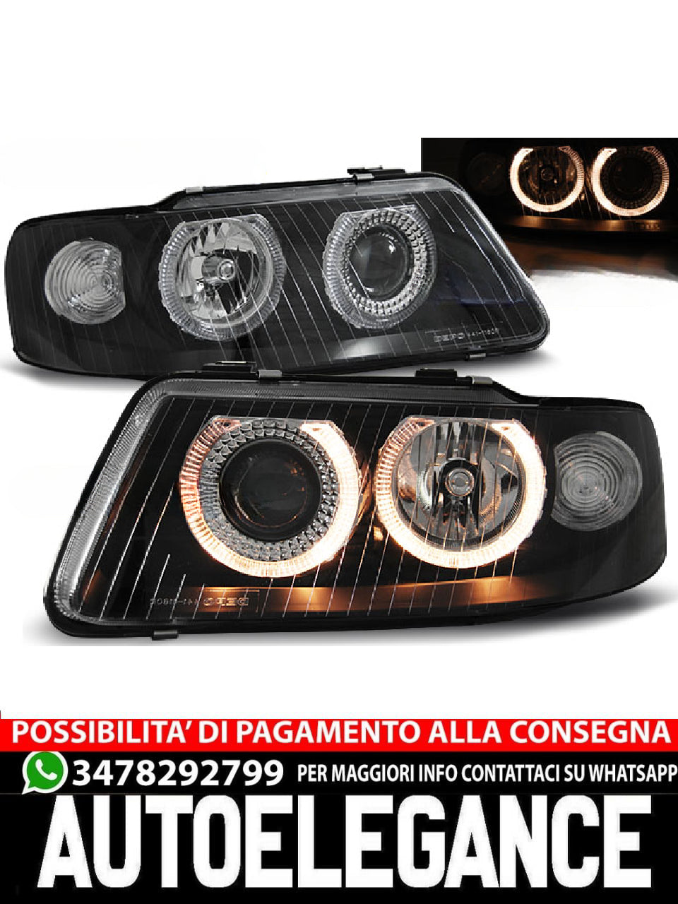 FARI ANTERIORI ANGEL EYES NERO per AUDI A3 09.00-05.03