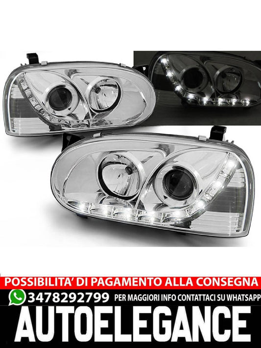 FARI ANTERIORI DAYLIGHT CHROME per VW GOLF 3 91-97