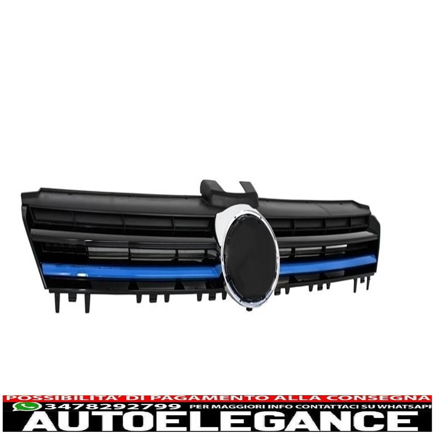 central grille suitable for vw golf 7 vii (2012-2017) r-line gte design blue inserts