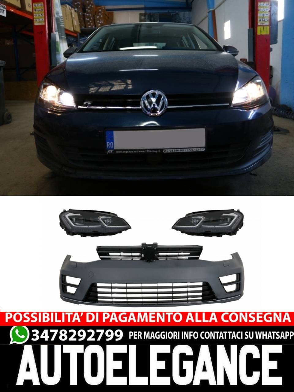 Paraurti anteriore con fari LED adatte per VW Golf VII 7 (2013-2017)  G7.5
