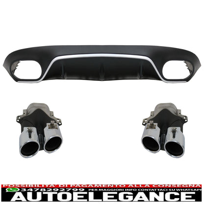 Diffuser for Mercedes E C238 A238 Sport Line 16-19 E53 Look Exhaust Silver - show original titleOriginal textDiffusor für Mercedes E C238 A238 Sport Line 16-19 E53 Look Auspuff Silber