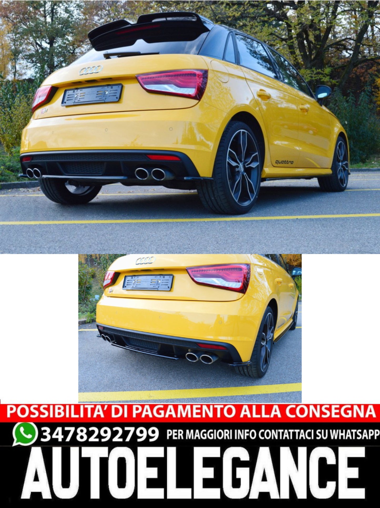 SPLITTER POSTERIORE CENTRALE adatto compatibile per AUDI S1 8X