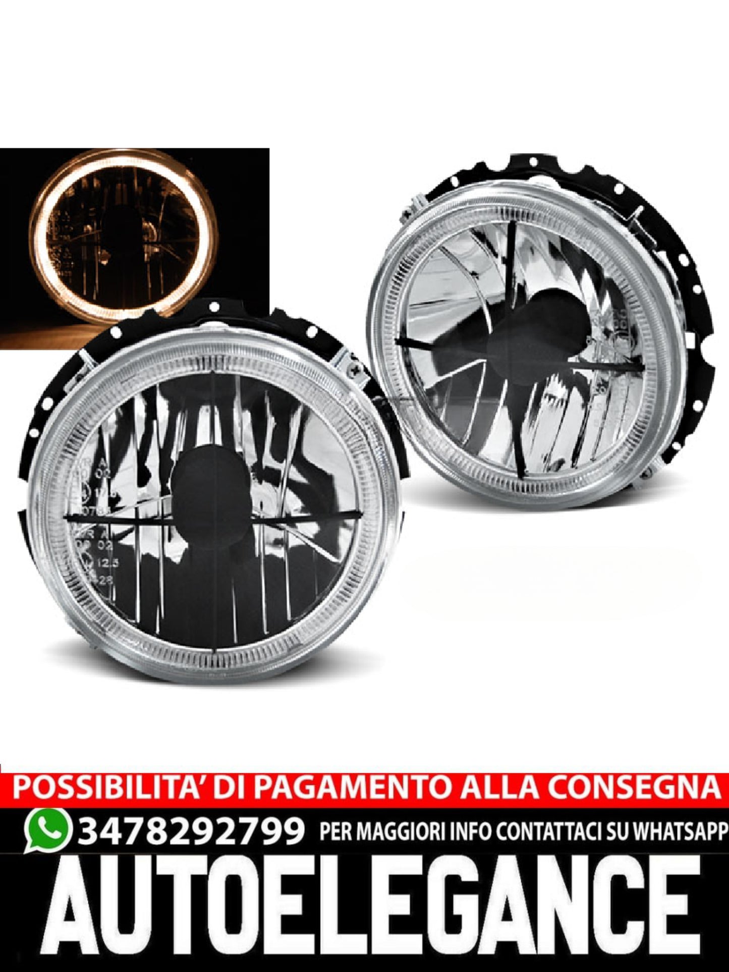 FARI ANGEL EYES CROMATI ADATTI COMPATIBILI per VW GOLF 1 05.74-07.83