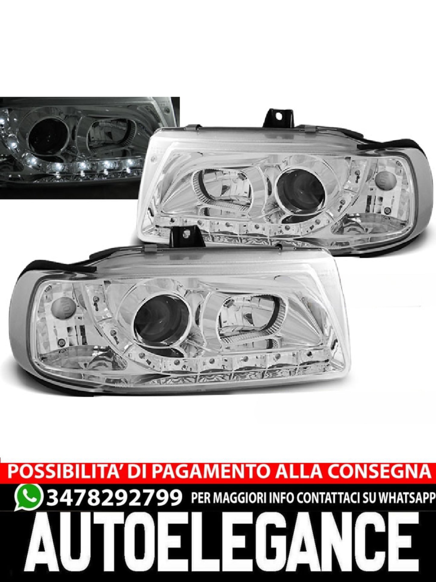 FARI ANTERIORI DAYLIGHT CHROME per SEAT IBIZA/CORDOBA/POLO VARIANT, BERLINA 10.93-08.99