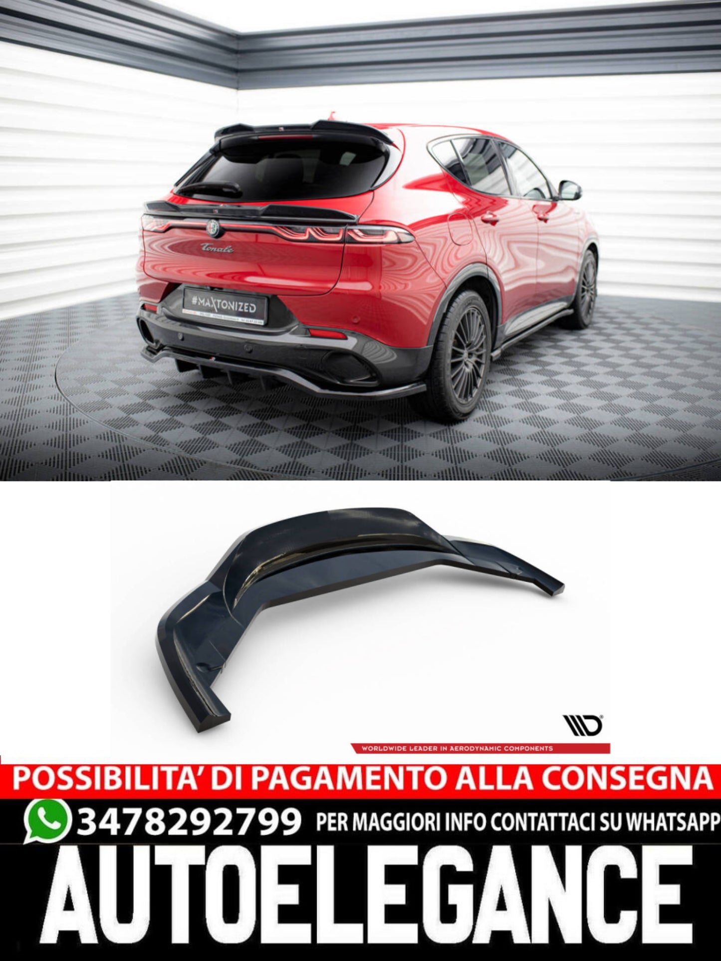 SPLITTER POSTERIORE CENTRALE (CON BARRE VERTICALI) ALFA ROMEO TONALE MK1 2022-