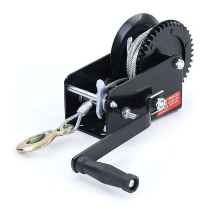 Professional Winch Hand Winch Black with Wire Rope 10 Meters 900kg