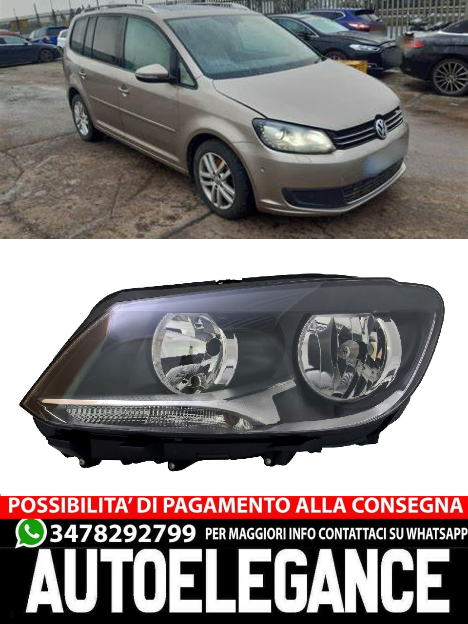 Set fari per VW Touran 1T3 Caddy 3 2K dal 2010 Attuatore H7 H15 LWR