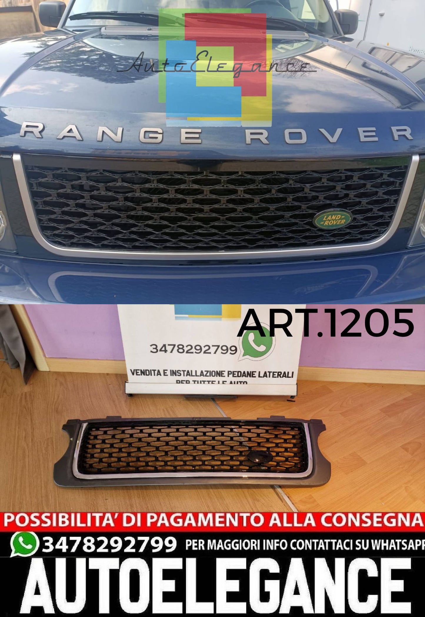 GRIGLIA ADATTA PER RANGE ROVER VOGUE III L322 2010-2012 PROFILO CROMATO NERA