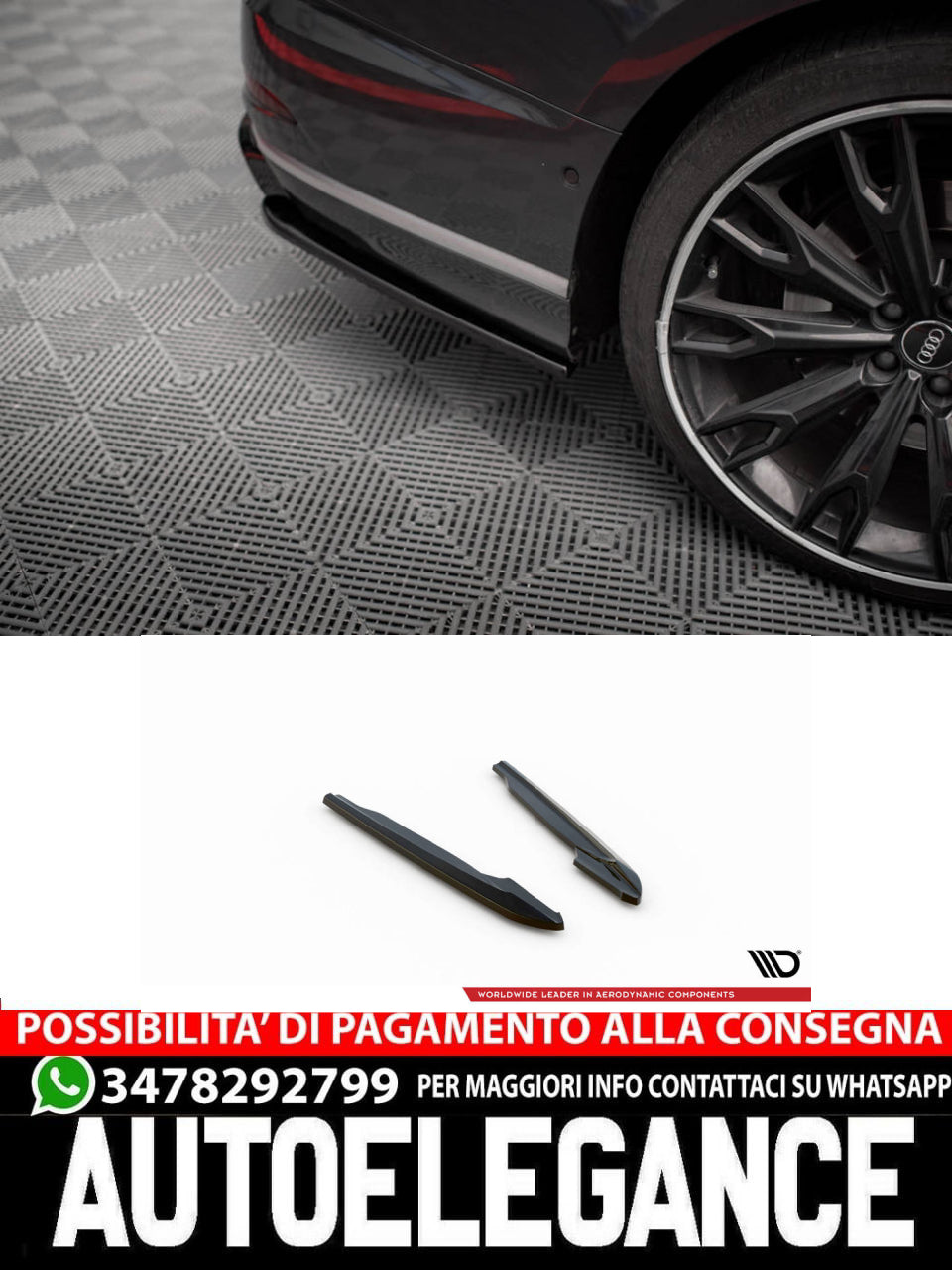 SPLITTER LATERALI POSTERIORI ADATTO COMPATIBILE PER AUDI S8 D5  (2019 - 2021)