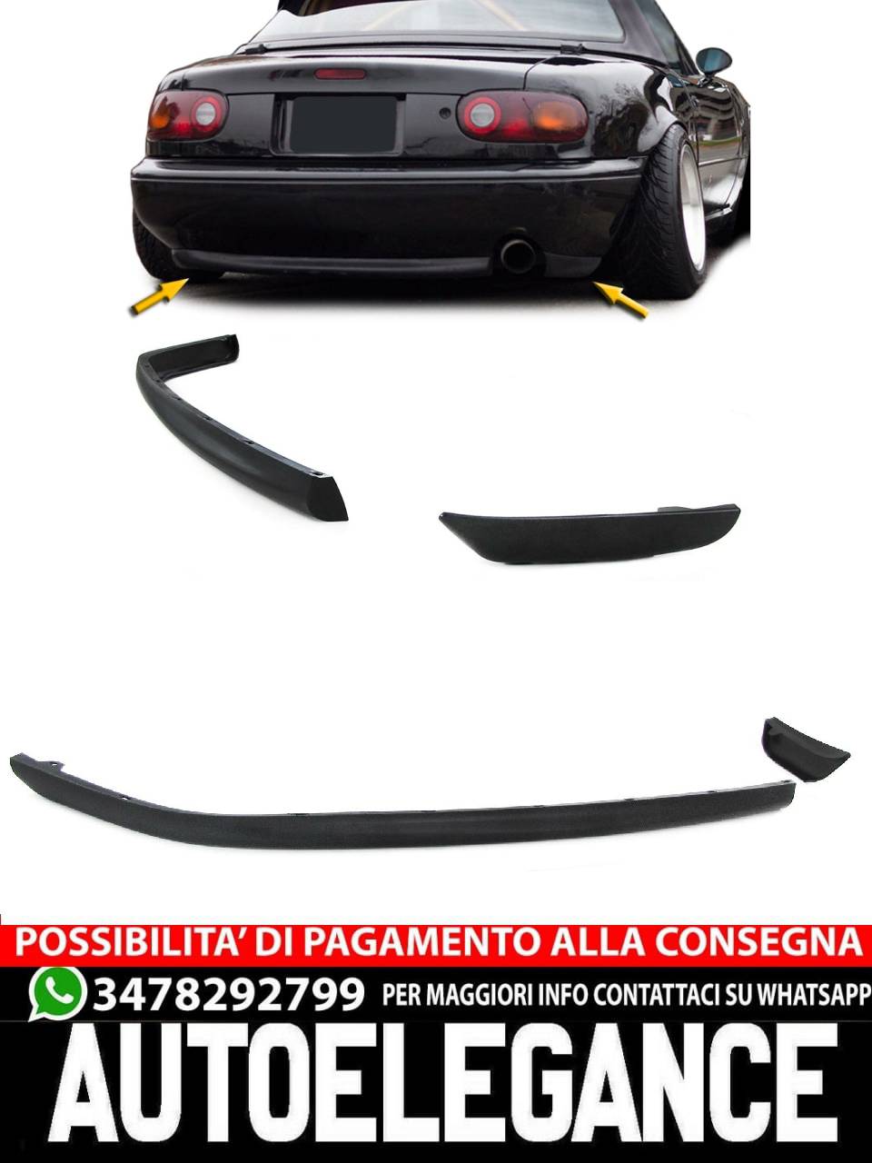 R Style Rear Spoiler Lip Diffuser Bumper Bottom For Mazda MX5 NA 89-