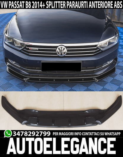 SPLITTER FOR VW PASSAT B8 2014+ UNDER FRONT BUMPER ABS LIP GLOSSY BLACK