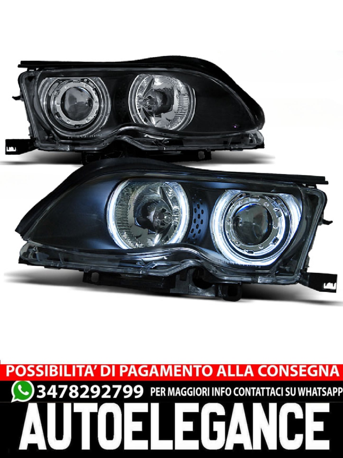 FARI ANTERIORI ANGEL EYES CCFL NERO adatto per BMW E46 09.01-03.05